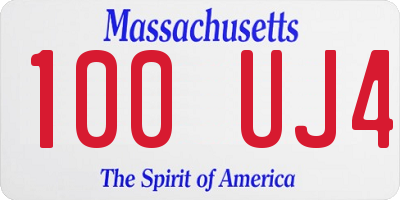 MA license plate 100UJ4