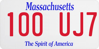 MA license plate 100UJ7