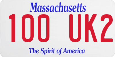 MA license plate 100UK2