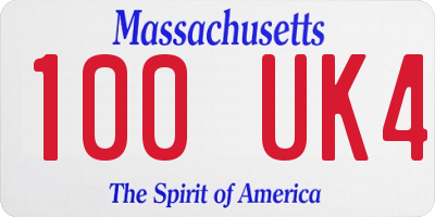 MA license plate 100UK4