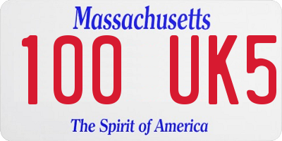 MA license plate 100UK5