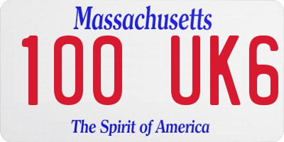 MA license plate 100UK6