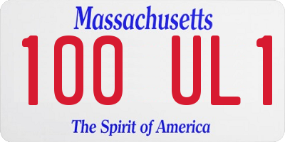 MA license plate 100UL1