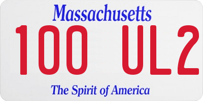 MA license plate 100UL2