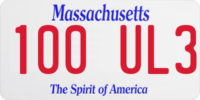 MA license plate 100UL3