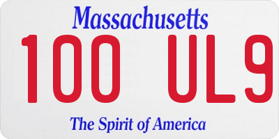 MA license plate 100UL9