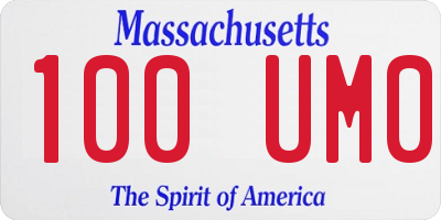 MA license plate 100UM0