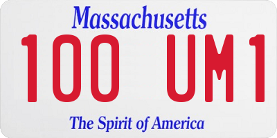 MA license plate 100UM1