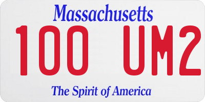 MA license plate 100UM2