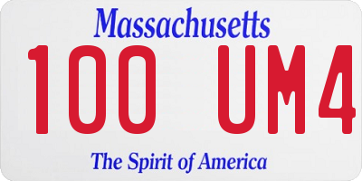 MA license plate 100UM4