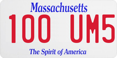 MA license plate 100UM5
