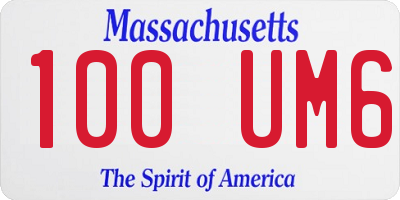 MA license plate 100UM6