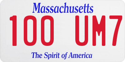 MA license plate 100UM7