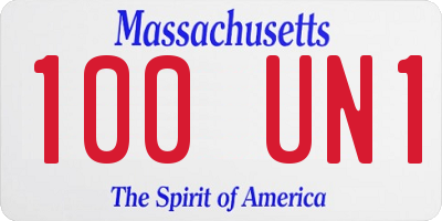 MA license plate 100UN1