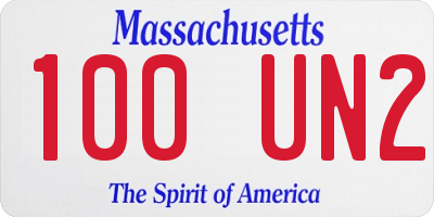 MA license plate 100UN2