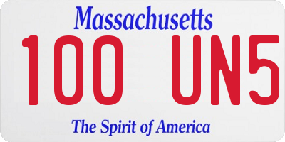 MA license plate 100UN5