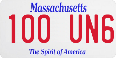 MA license plate 100UN6