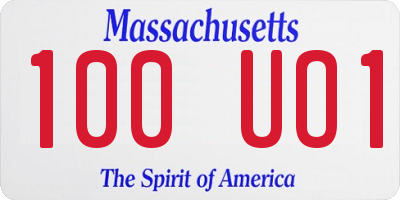 MA license plate 100UO1