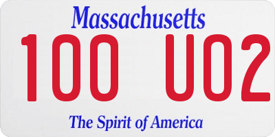 MA license plate 100UO2