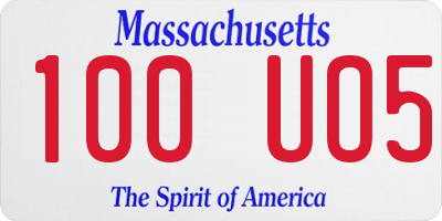 MA license plate 100UO5