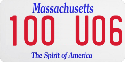 MA license plate 100UO6