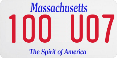 MA license plate 100UO7