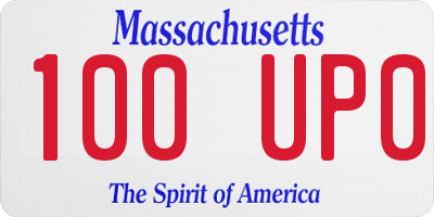 MA license plate 100UP0