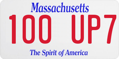 MA license plate 100UP7