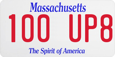 MA license plate 100UP8