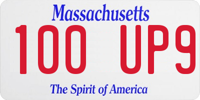 MA license plate 100UP9