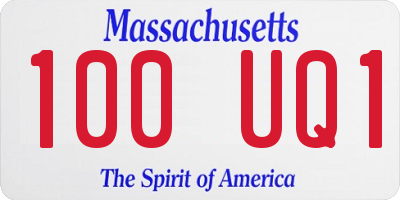 MA license plate 100UQ1