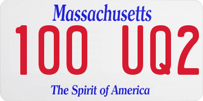 MA license plate 100UQ2