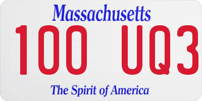 MA license plate 100UQ3