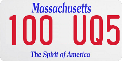 MA license plate 100UQ5