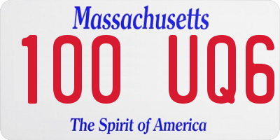 MA license plate 100UQ6