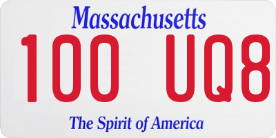 MA license plate 100UQ8