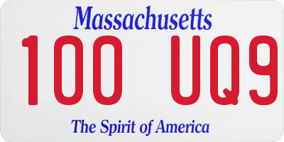 MA license plate 100UQ9