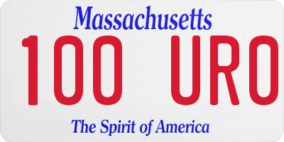 MA license plate 100UR0