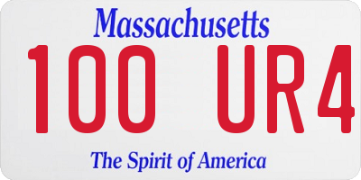 MA license plate 100UR4