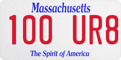 MA license plate 100UR8