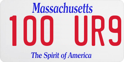 MA license plate 100UR9