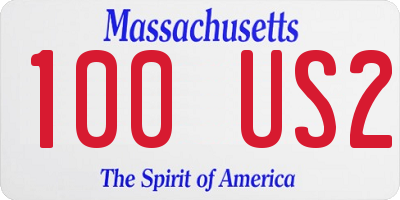 MA license plate 100US2