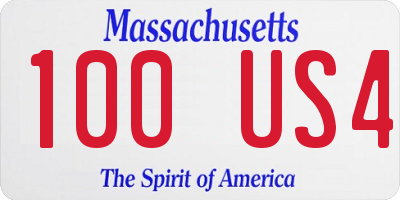 MA license plate 100US4