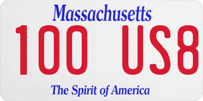 MA license plate 100US8