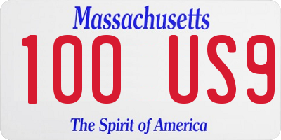 MA license plate 100US9