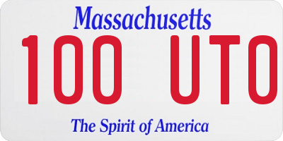 MA license plate 100UT0