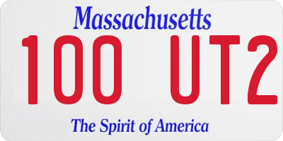 MA license plate 100UT2