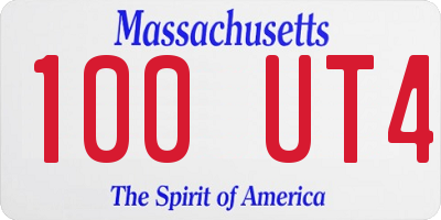 MA license plate 100UT4