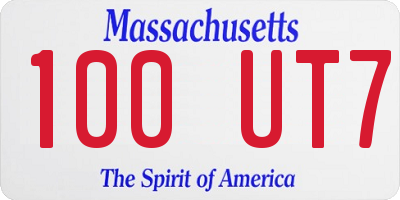 MA license plate 100UT7