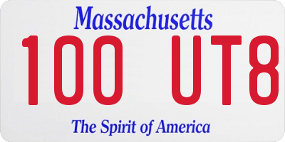 MA license plate 100UT8